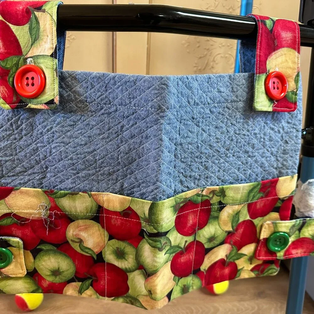 New Walker, Rollater Stroller Tote Bag Caddy w/large top & side buttons Homemade